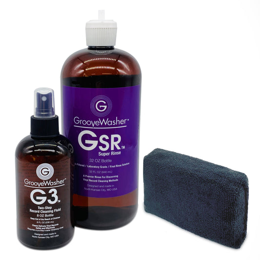 Ensemble deux étapes : Fluide G3 236 ml / Super Rinçage GSR 946 ml / Éponge en microfibre